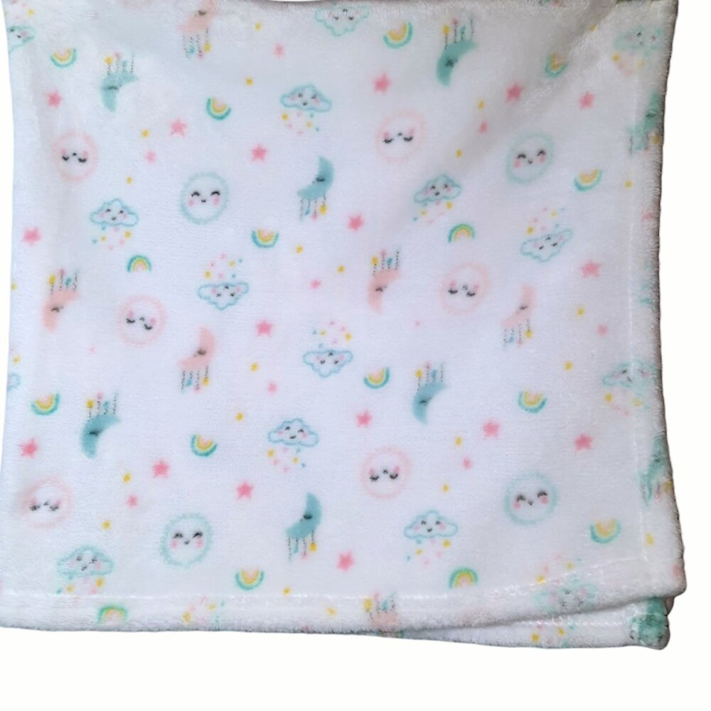 Baby Starters Moon Stars Rainbows Security Lovey Blanket 34" X 30"
